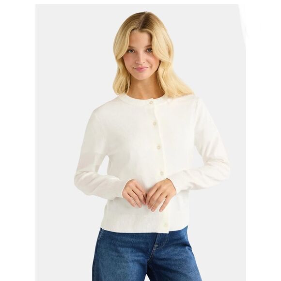 Women’s Cozy Yarn Crewneck Cardigan Sweater with Long Sleeves Size M - Picture 4 of 7